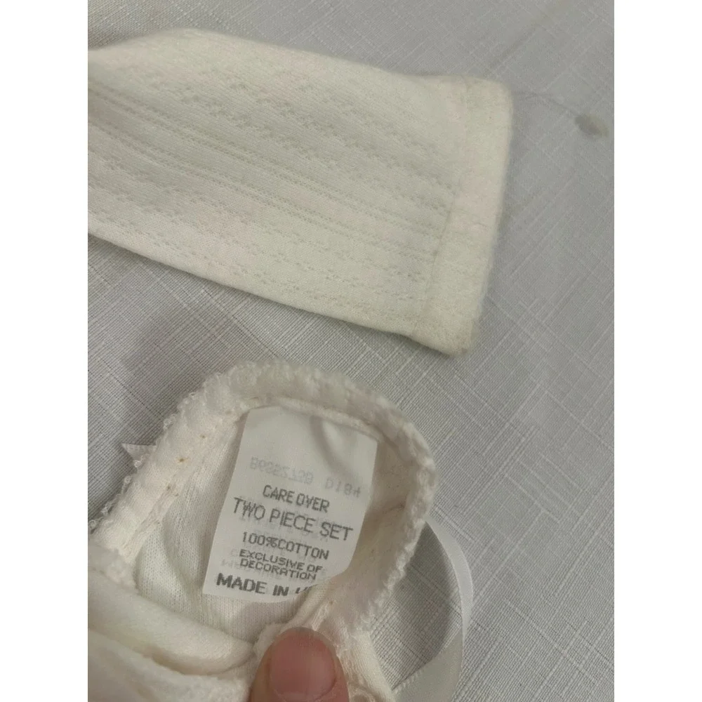 Baby Dior Cardigan Booties Set 6-9M White Pointelle Knit Vintage Kids